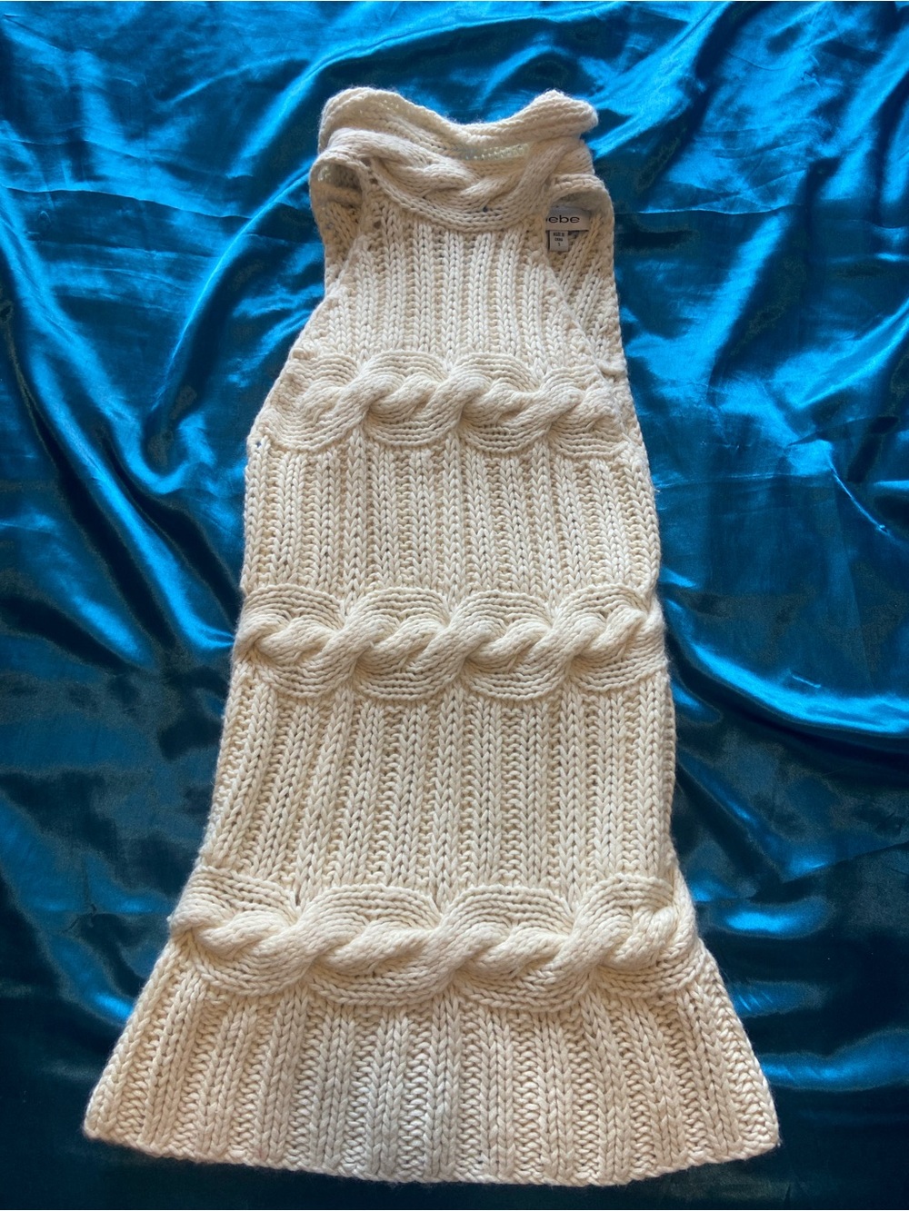 Bebe Cream Cable Knit Sleeveless Sweater